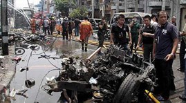 Hiện trường một vụ đánh bom ở Yala, Thái Lan